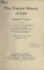 Cover of The natural history of law by De Montmorency, James Edward Geoffrey
