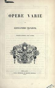 Front cover of Opere varie di Alessandro Manzoni by Alessandro Manzoni