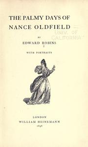 Front cover of The palmy days of Nance Oldfield by Robins, Edward