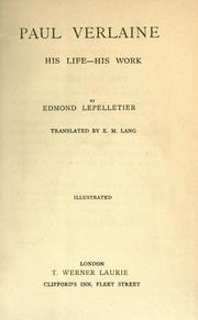 Cover of Paul Verlaine, sa vie--son œuvre by Edmond Lepelletier