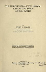 Front cover of The Pennsylvania state normal schools and public school system by Ernest Otto Holland