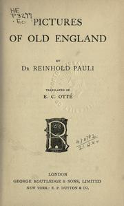 Cover of Pictures of Old England by Reinhold Pauli