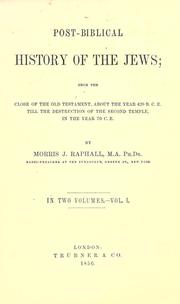 Front cover of Post-Biblical history of the Jews by Morris J. Raphall