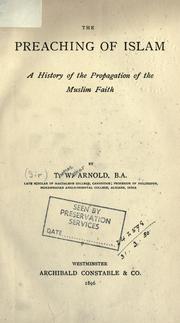 Front cover of The preaching of Islam by Thomas Walker Arnold