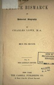 Cover of Prince Bismarck by Lowe, Charles