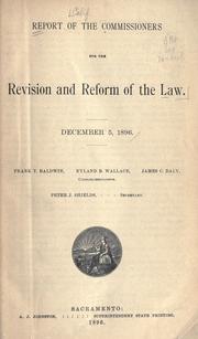 Cover of Report of the commissioners for the revision and reform of the law by California. Commission for Revision and Reform of the Law