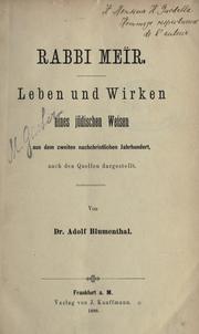 Cover of Rabbi Meir by Adolf Blumenthal