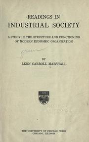 Front cover of Readings in industrial society by Leon Carroll Marshall