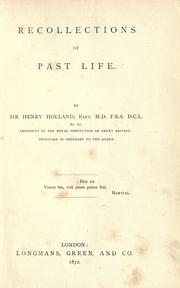Cover of Recollections of past life by Holland, Henry Sir
