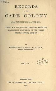 Cover of Records of the Cape Colony 1793-1831 copied for the Cape government by George McCall Theal