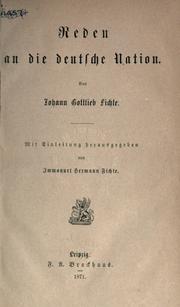 Cover of Reden an die deutsche Nation by Johann Gottlieb Fichte
