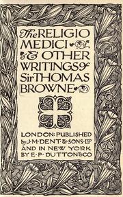 Front cover of The Religio medici & other writings of Sir Thomas Browne by Thomas Browne