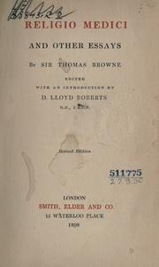 Front cover of Religio medici and other essays by Thomas Browne