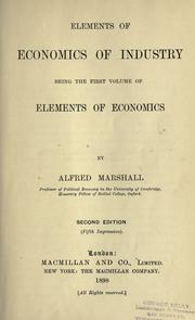 Front cover of Elements of economics of industry, being the first volume of Elements of economics by Alfred Marshall
