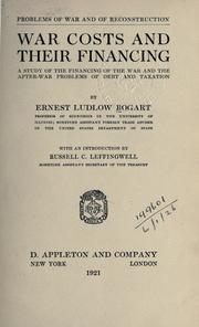 Front cover of War costs and their financing by Bogart, Ernest Ludlow