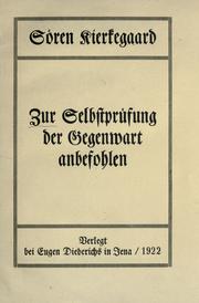 Front cover of Zur Selbstprüfung der Gegenwart anbefohlen by Søren Kierkegaard