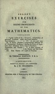 Cover of Select exercises for young proficients in the mathematics by Thomas Simpson