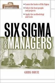 Cover of Six Sigma for managers by Greg Brue