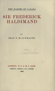 Front cover of Sir Frederick Haldimand by Jean Newton McIlwraith