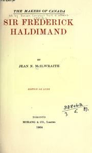 Front cover of Sir Frederick Haldimand by Jean N. McIlwraith