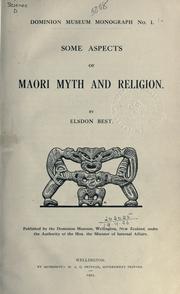 Front cover of Some aspects of Maori myth and religion by Elsdon Best