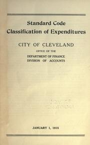 Front cover of Standard code classification of expenditures by Cleveland. Dept. of accounts.