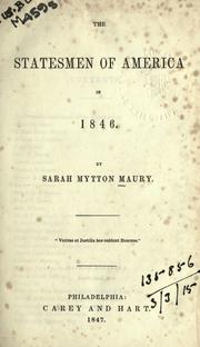 Front cover of The statesmen of America in 1846 by Sarah Mytton Maury