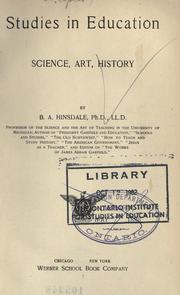Front cover of Studies in education by Hinsdale, B. A.