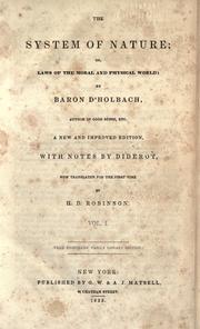 Front cover of Système de la nature by Paul Henri Thiry baron d'Holbach