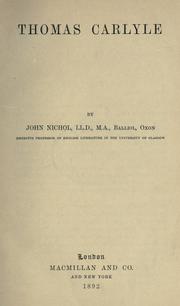 Cover of Thomas Carlyle by Nichol, John