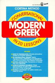 Front cover of Conversational modern Greek in 20 lessons by George Christos Pappageotes