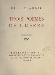 Front cover of Trois poèmes de guerre by Paul Claudel