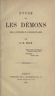 Front cover of Étude sur les démons dans la littérature et la religion des Grecs by Joseph Antoine Hild