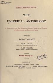 Front cover of The universal anthology by Richard Garnett
