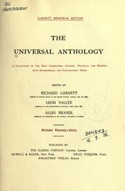 Front cover of The universal anthology by Richard Garnett