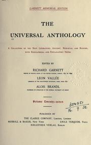 Front cover of The universal anthology by Richard Garnett