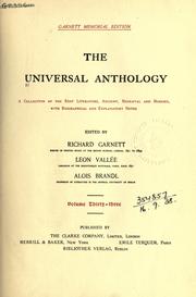 Cover of The universal anthology by Richard Garnett