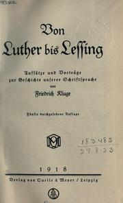 Front cover of Von Luther bis Lessing by Friedrich Kluge