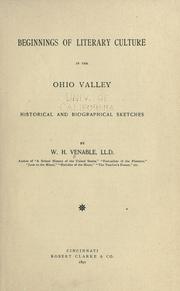 Front cover of Beginnings of literary culture in the Ohio Valley by William Henry Venable