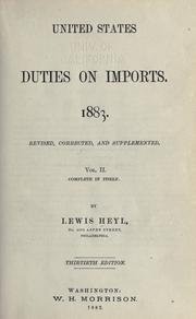 Cover of United States duties on imports. 1883 by Lewis Heyl
