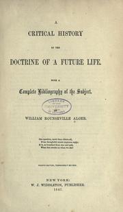 Cover of Critical history of the doctrine of a future life by William Rounseville Alger