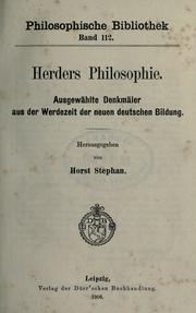 Front cover of Herders Philosophie by Johann Gottfried Herder