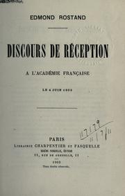 Front cover of Discours de réception à l'Académie française le 4 juin 1903 by Edmond Rostand