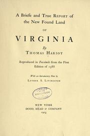 Front cover of Briefe and true report of the new found land of Virginia by Thomas Hariot