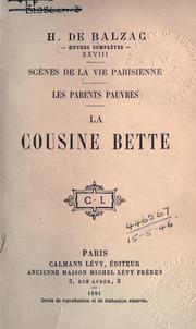 Front cover of La cousine Bette by Honoré de Balzac