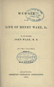 Front cover of Memoir of the life of Henry Ware, Jr by Ware, John