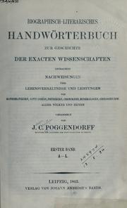 Cover of Biographisch-literarisches Handwörterbuch zur Geschichte der exacten Wissenschaften by Johann Christian Poggendorff