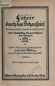 Cover of Führer durch das Schauspiel by Leo Melitz