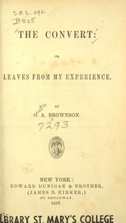 Front cover of The convert, or, Leaves from my experience by Orestes Augustus Brownson