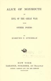 Cover of Alice of Monmouth by Edmund Clarence Stedman